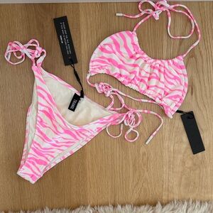 Triangl Pink Zebra Print String Bikini Set